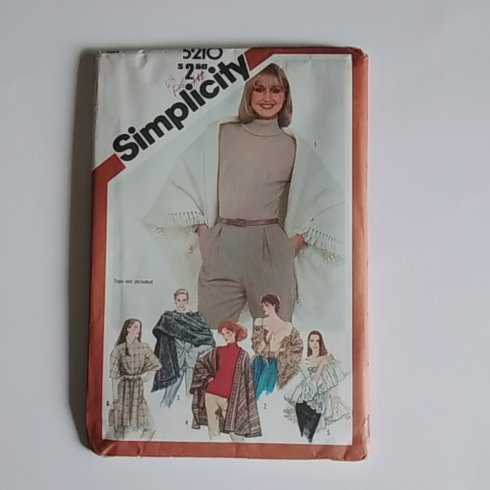 Simplicity #5210 Vintage New Shawl 1981 Pattern